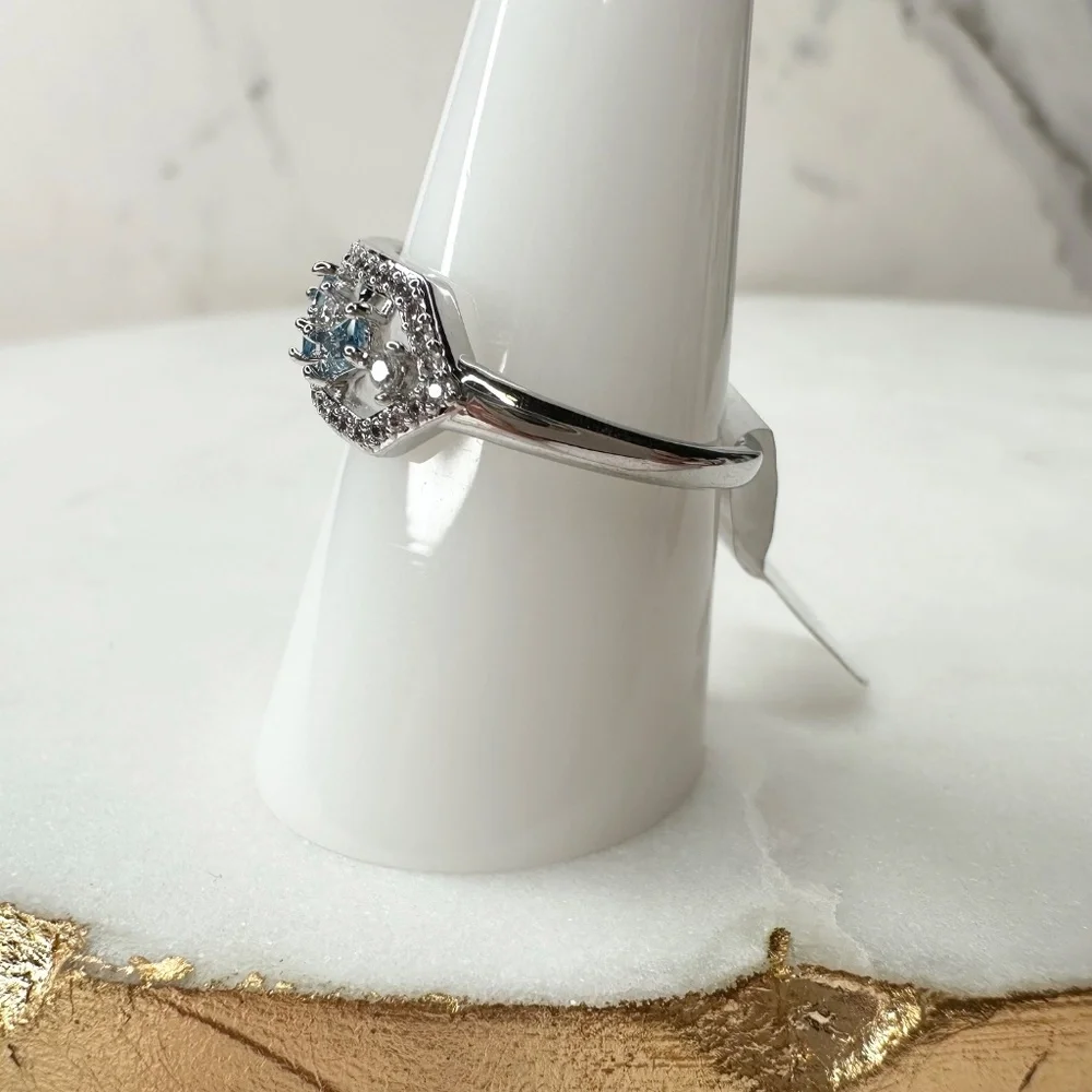 Bomb Party Maze Of Sparkle Blue Zircon Spinel Ring Size 9 RBP5762 NWT